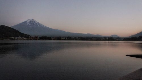 Scenic view of lake against clear sky