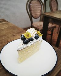 High angle view of cake on plate