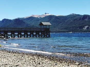 Scenic view of sea against clear sky