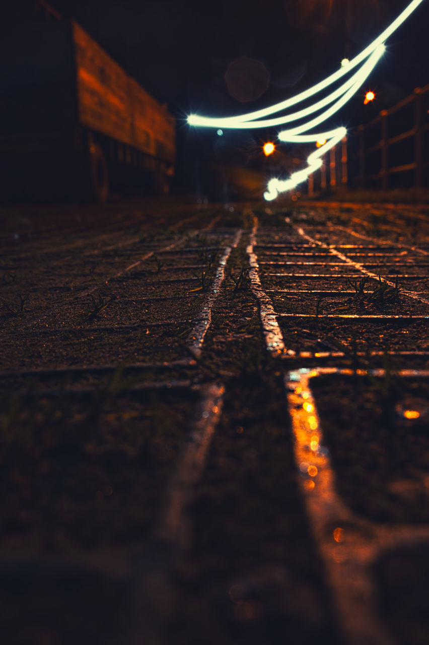 SURFACE LEVEL OF RAILROAD TRACKS ON STREET