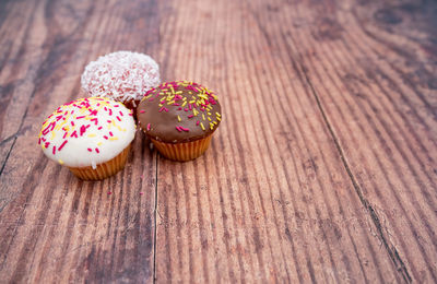 Close-up of cupcakes on table