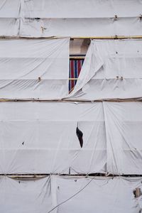 Low angle view of white roof against building