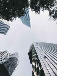 Low angle view of modern buildings against clear sky