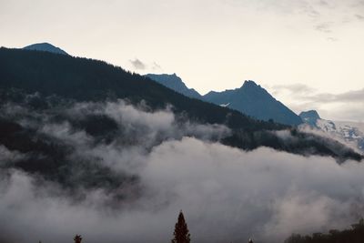 Low angle view of mountains against sky