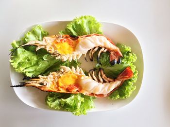 High angle view of food in plate