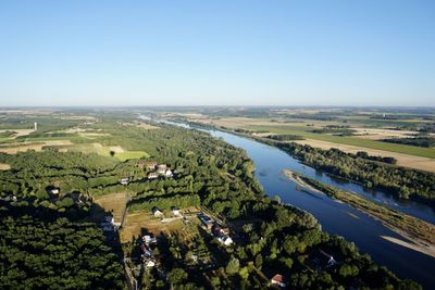 High angle view of landscape against clear sky