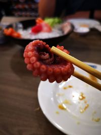 Close-up of dessert in plate on table