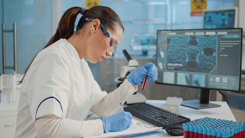Female scientist working at laboratory