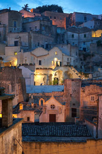 High angle view of buildings in city