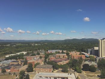 High angle view of cityscape against sky