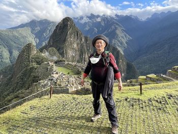 On the top of the machu picchu, peru