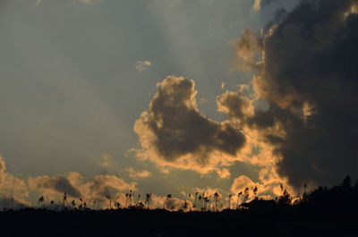Low angle view of dramatic sky during sunset