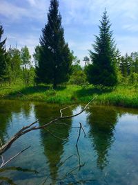 Scenic view of lake against sky