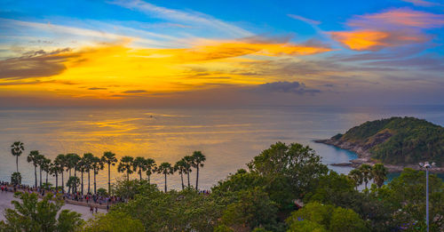 Scenic view of sea against sky during sunset