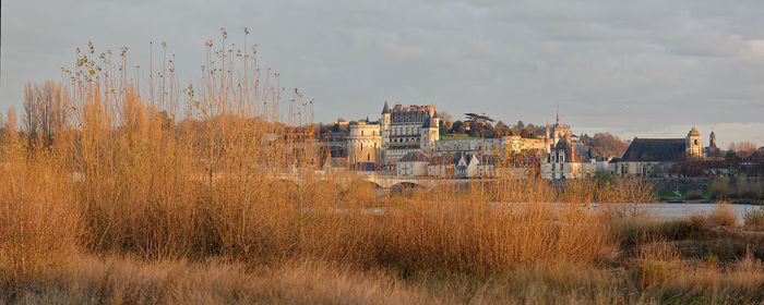 Panoramic view of buildings against sky