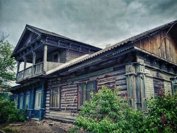 Low angle view of old building against sky