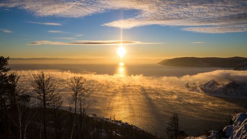 Scenic view of sea at sunset
