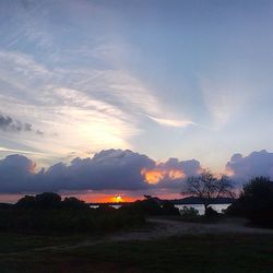 Scenic view of landscape against sky during sunset