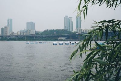 View of built structure in water