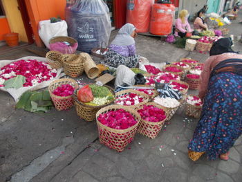 Colorful flowers for sale at market stall