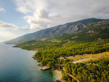 Scenic view of landscape and mountains against sky