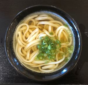 High angle view of soup in bowl