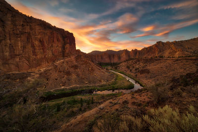 Scenic view of landscape against sky during sunset