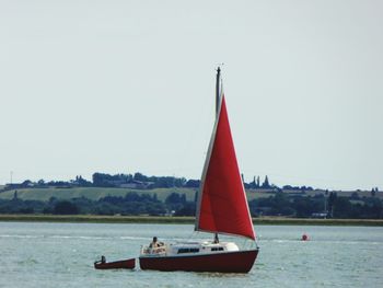 Boat sailing in sea