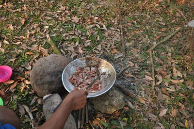 Cropped image of person cooking