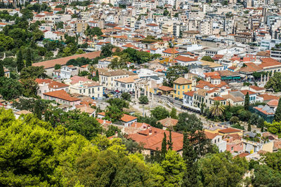 High angle view of townscape
