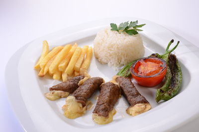 Close-up of food served in plate