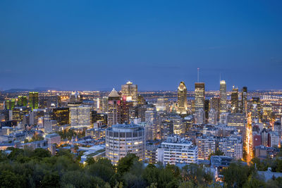 The skyline of montreal canada at dusk