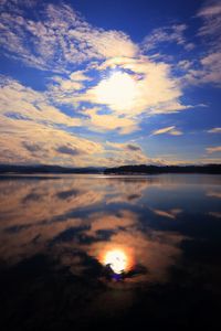 Scenic view of sea against sky at sunset