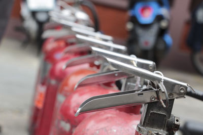 Close-up of fire extinguishers