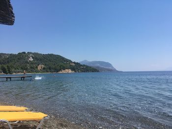 Scenic view of sea against clear sky