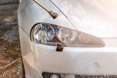 Close-up of white car 