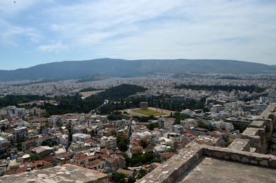 High angle view of townscape against sky