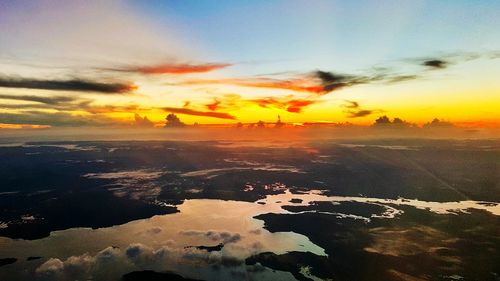 Scenic view of sunset over sea