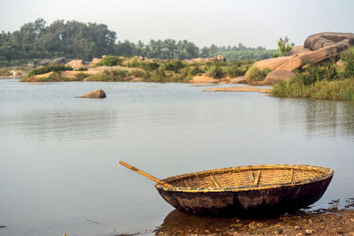 Scenic view of lake against clear sky