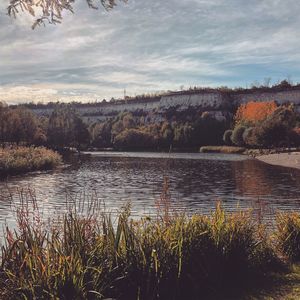 Scenic view of lake against sky