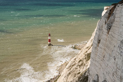 High angle view of beach by sea