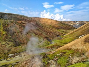 Scenic view of landscape against cloudy sky