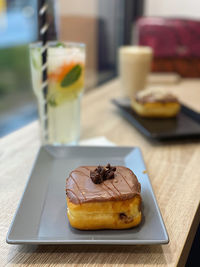 Close-up of dessert in plate on table