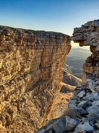 Rock formations on sunny day