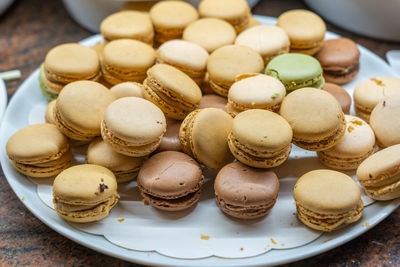 High angle view of dessert in plate on table