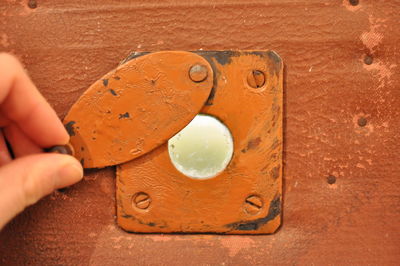 High angle view of person holding bread