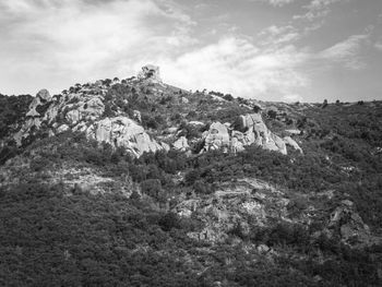 Rocky mountain side with trees