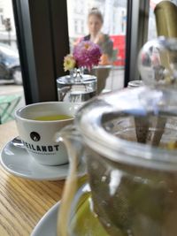 Coffee cup on table in cafe