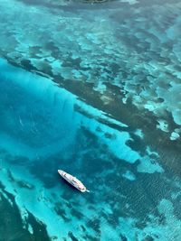 High angle view of swimming in sea