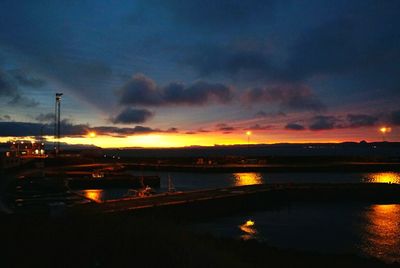 Scenic view of sea at sunset